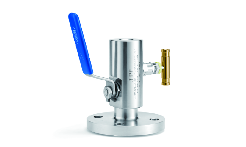 SS316L JPE DBB阀门单截止单排放 球阀-针阀 孔径20mm 1/2"RF法兰(600#)ASME B16.5入 *1/2"RF法兰(600#)ASME B16.5出 附1/4"NPT堵头 附PTFE的垫片